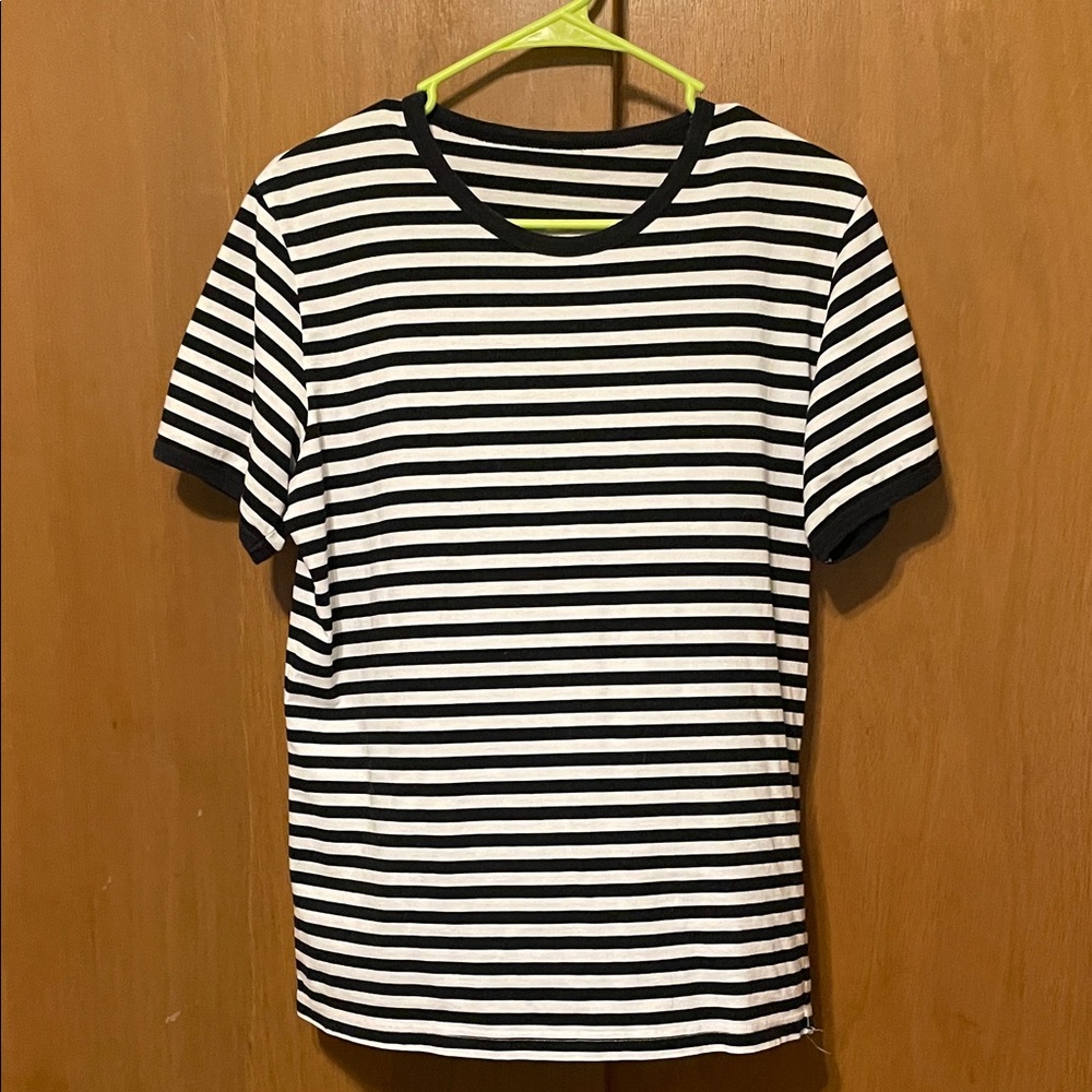 Black and White Striped Men's Shirt